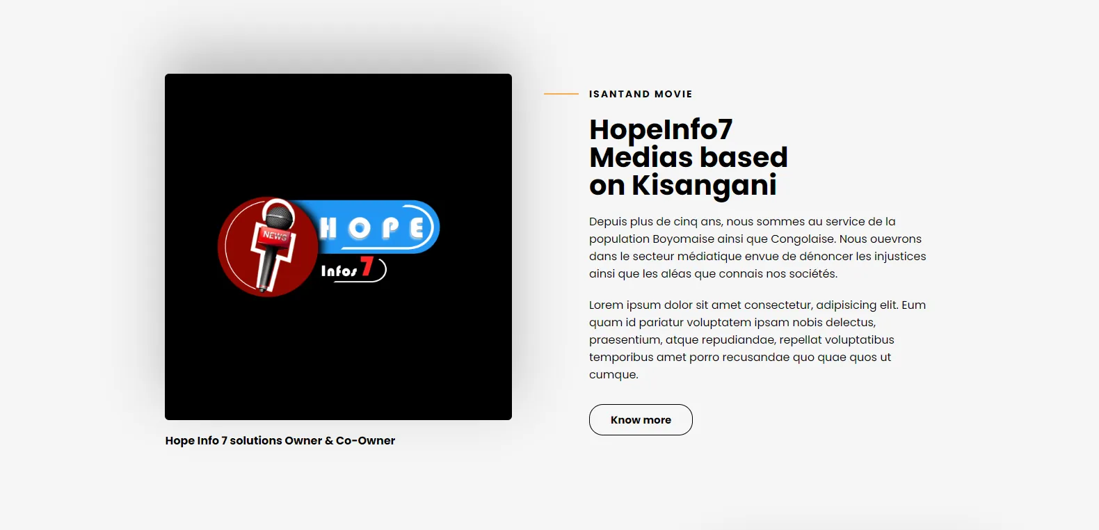 Présentation du projet Hope Info 7 Médias